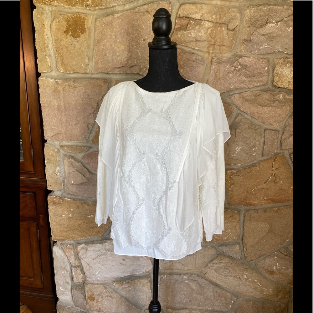Massimo Dutti NWT ruffled off white blouse